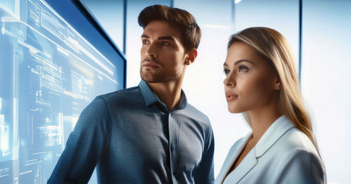 Man and woman in computer lab